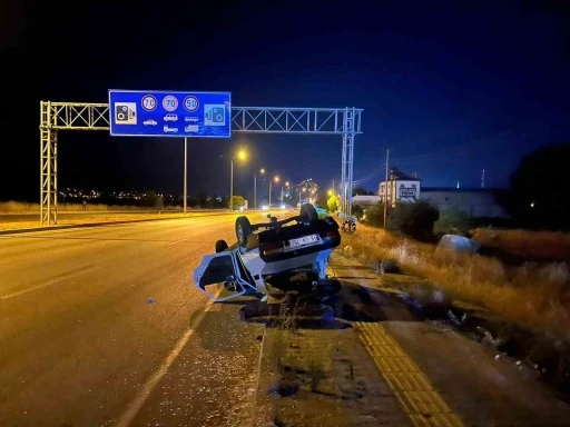 Tırın sıkıştırdığı otomobil takla attı: 1 yaralı
