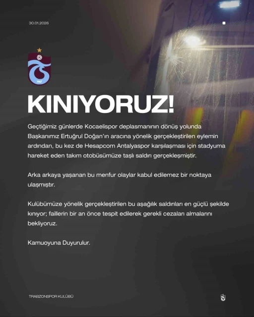 Trabzonspor&rsquo;dan kınama
