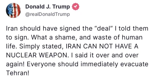 Trump: &quot;Herkes Tahran’ı acilen tahliye etmeli&quot;
