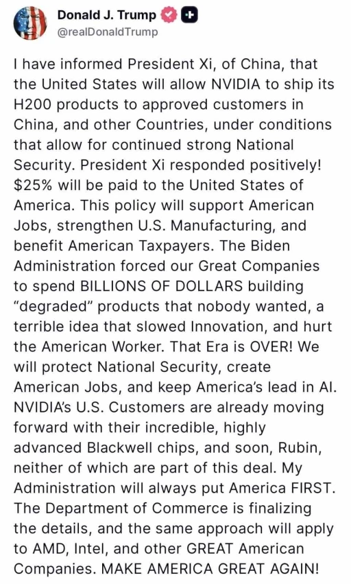 Trump’tan Çin’e çip satışına şartlı izin açıklaması: &quot;Başkan Xi’ye bildirdim ve olumlu karşıladı&quot;
