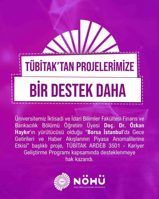 TÜBİTAK’tan NÖHÜ projelerine bir destek daha
