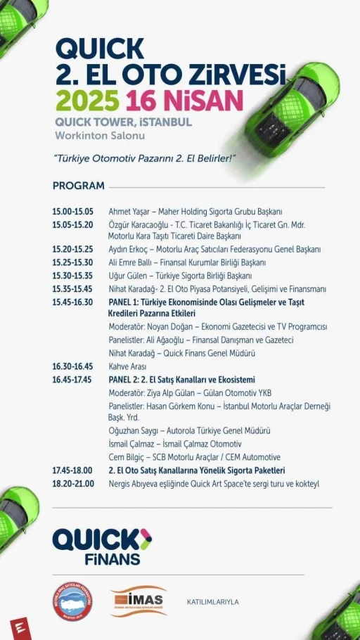 Türkiye’nin ilk 2’inci el oto zirvesi Quick Finans ev sahipliğinde gerçekleştirilecek
