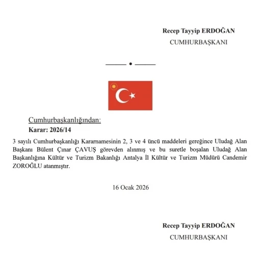 Uludağ Alan Başkanlığı&rsquo;nda g&ouml;rev değişimi
