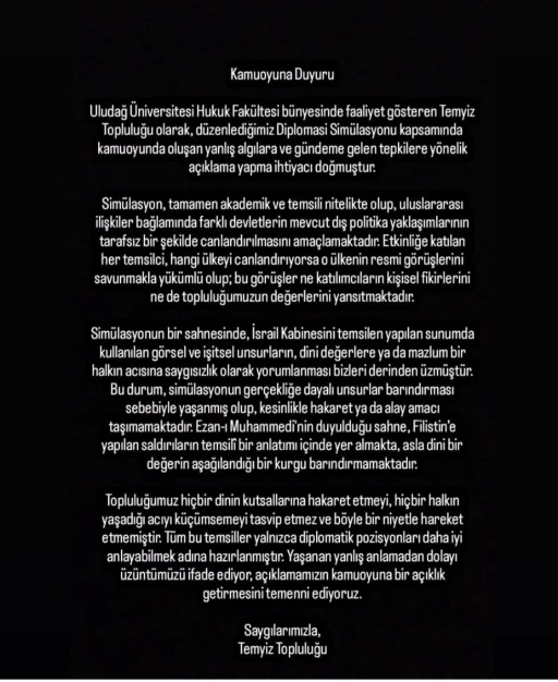 Uludağ Üniversitesi’nden ’ezan ve Filistin’ açıklaması
