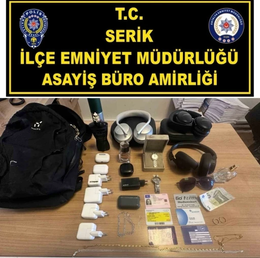 Villadan hırsızlık yapan şüpheli, çalıntı eşyalarla birlikte Alanya’da yakalandı

