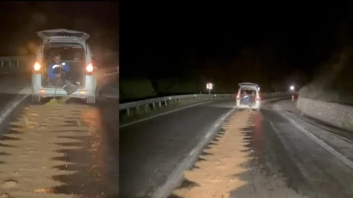 YAĞ DÖKÜLEN YOLA TALAŞLA MÜDAHALE
