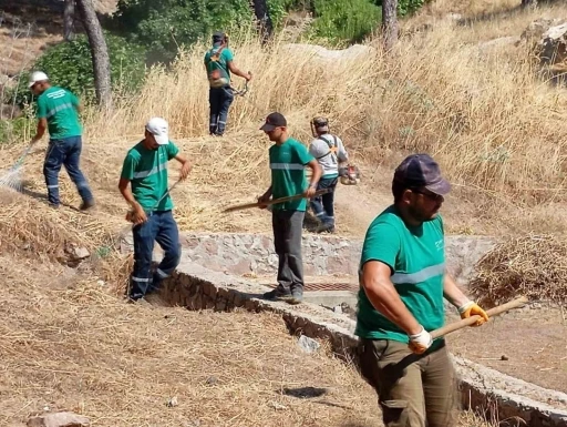 Yangınlara karşı Ayvalık&rsquo;ta kuru ot temizliği aralıksız s&uuml;r&uuml;yor
