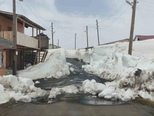 Yayla evleri, kar altında
