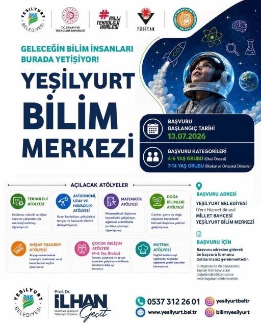 Yeşilyurt Bilim Merkezi başvuruları 13 Temmuz&rsquo;da başlıyor
