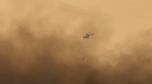 Yüksekova’nın kuş cennetindeki yangına havadan müdahale
