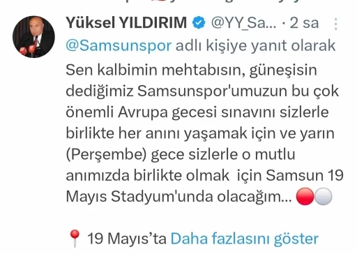 Y&uuml;ksel Yıldırım: "19 Mayıs Stadyumu&rsquo;nda buluşalım"
