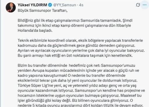 Y&uuml;ksel Yıldırım: "Ayrılan oyuncuların yerine &ccedil;ok daha iyilerine bakıyoruz"
