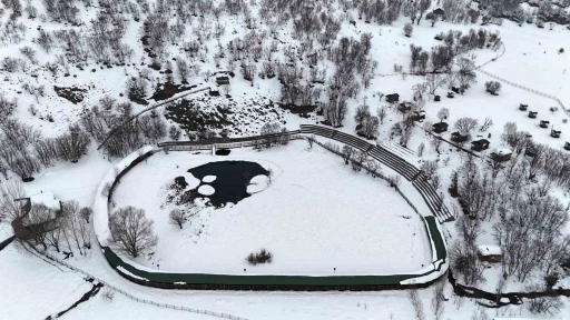 Y&uuml;zen Adalar karla kaplandı, beyaz &ouml;rt&uuml; havadan g&ouml;r&uuml;nt&uuml;lendi
