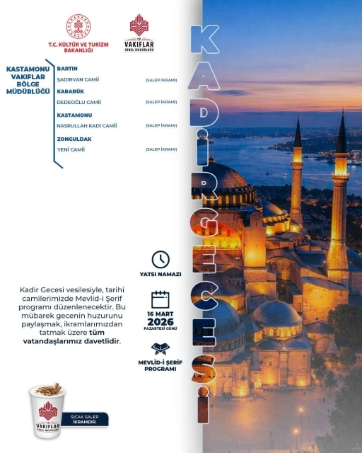 Zonguldak Yeni Camii&rsquo;nde Kadir Gecesi&rsquo;nin manevi iklimi dualarla yaşanacak
