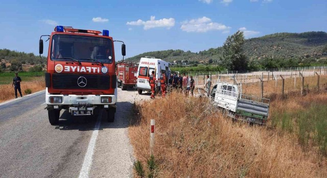 Bodrumda kamyonet tarlaya uçtu: 2 yaralı