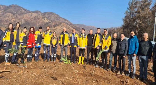 Marmariste sağlık çalışanları bin 120 fidanı toprakla buluşturdu