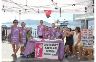 Cumhuriyet Kadınları Derneği Marmaris Şubesi Andımız'ın  tekrar okullarda okutulması için imza kampanyası başlattı